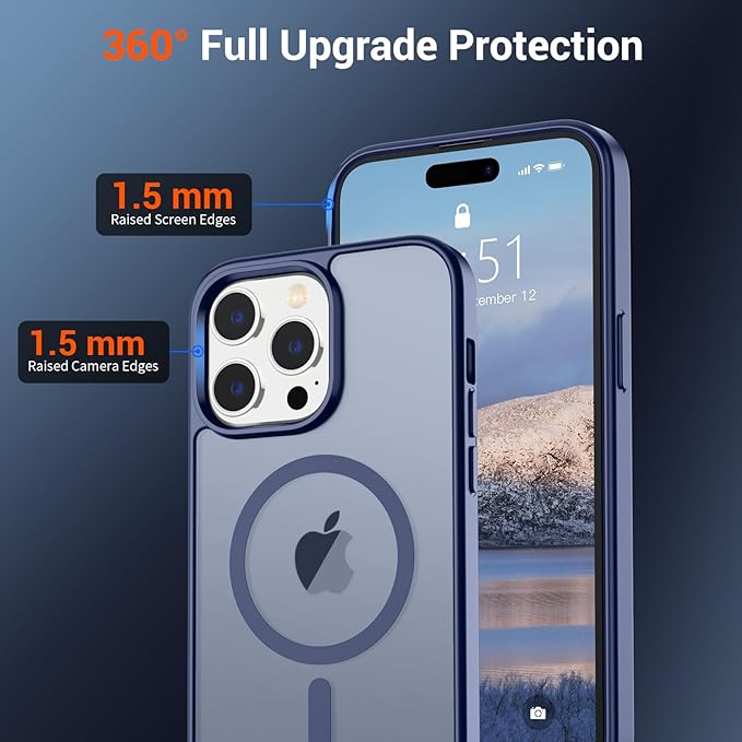SUPFINE Magnetic for iPhone 14 Pro Case (Compatible with MagSafe) (Military Grade Drop Protection) Slim Translucent Matte Shockproof with Anti-Fingerprint Phone Case,Lavender Gray