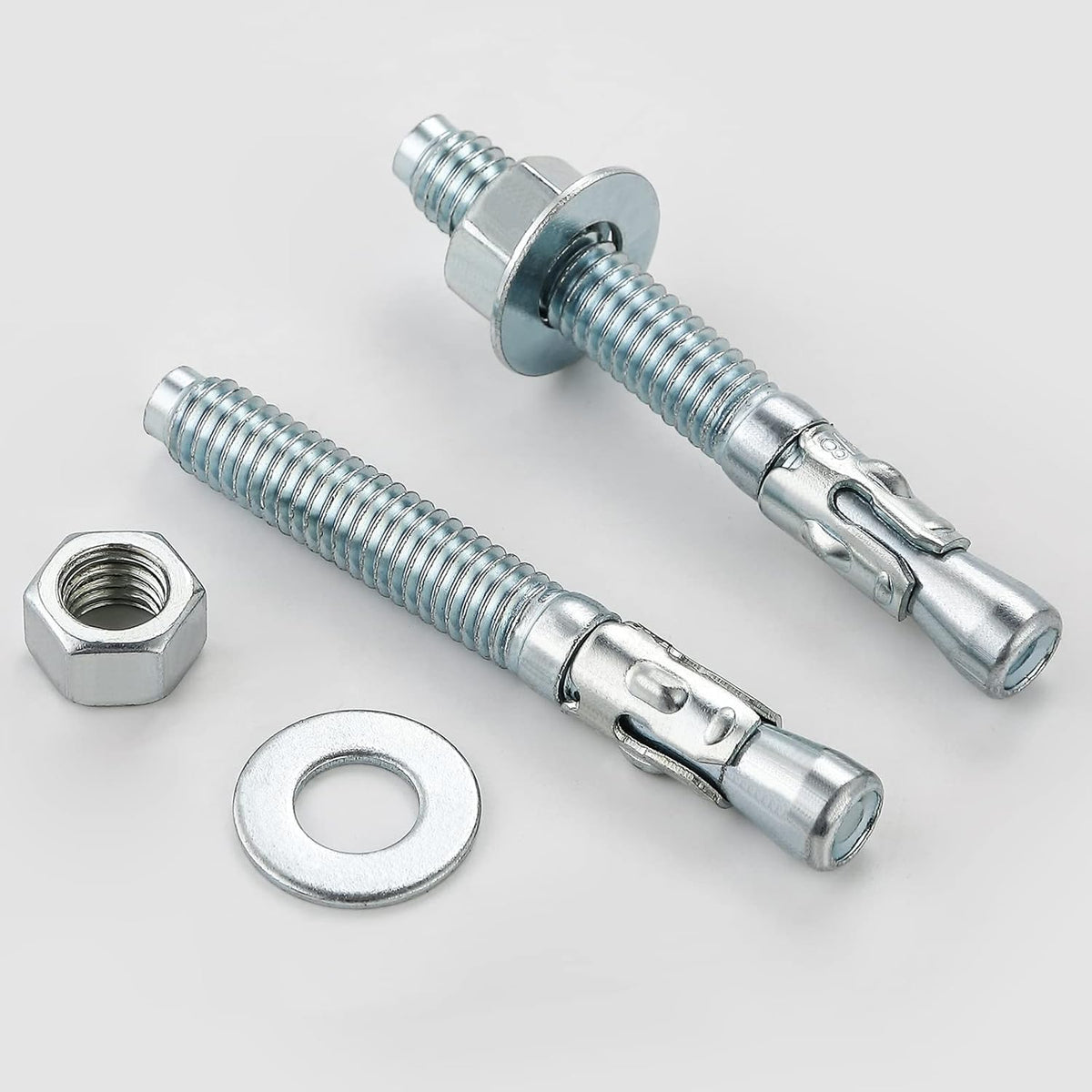 1/2x4-1/4" 10Pcs Inch Standard Fasteners for Heavy-Duty Zinc Wedge Anchors for Cement and Concrete