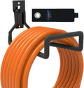 3-H Solid Steel Garden Hose Holder - Wall Mounted Hanger with Extension Strap for Outdoor Water Hoses & More