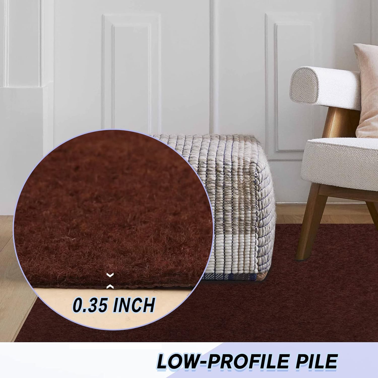 Custom Size Backed Non-Slip Area Rugs Runner, Easy Clean, Waterproof Runner Rugs for Hallway Entryway, Kitchen, Laundry, 4FT x 47FT, Brown