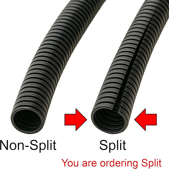 Electriduct Split Wire Loom Tubing Polyethylene Corrugated Flexible Conduit - 3/4" Nominal Size - 100 Feet - Gray
