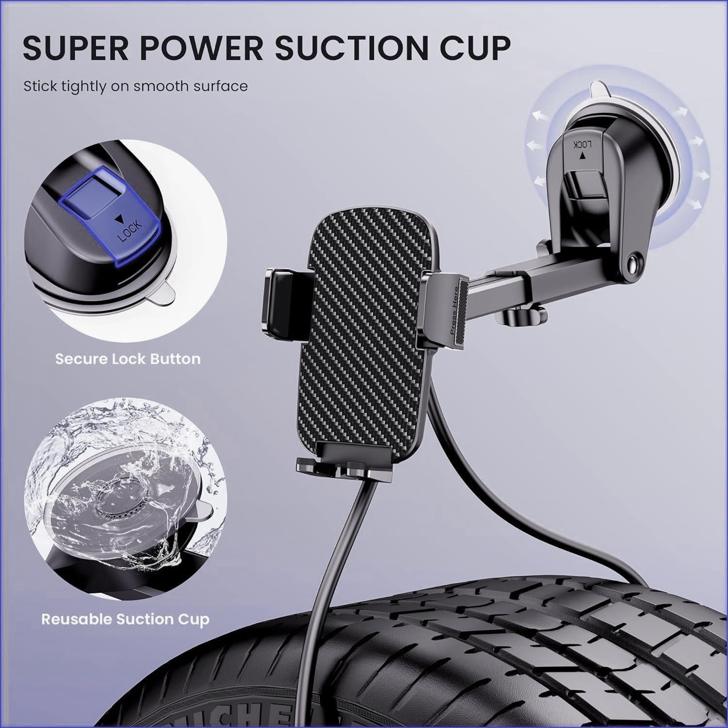 Qifutan Universal Car Phone Holder Automobile Cell Phone Holder Car Mount for iPhone Universal Car Dashboard Mount Fit All Phones