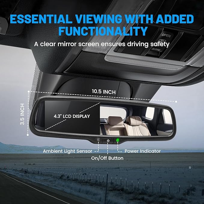 EWAY Tailgate Handle Backup Reverse Camera with 4.3 inch Rear View Mirror Monitor Kit for Chevy Silverado/GMC Sierra Fleet Side Metal Bed 1500 2500 3500 1999-2006 Reversing Parking Camera