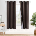 XWZO 100% Blackout Window Curtains - Thermal Insulated & Completely Room Darkening Black Liner Window Treatment with Tiebacks for Bedroom/Living Room, Brown, W38 x L63, Set of 2 Panels