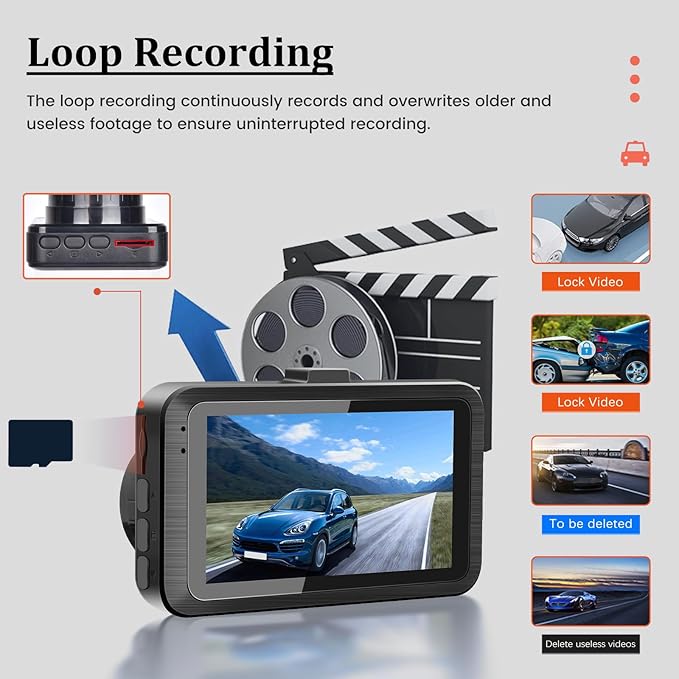 Dash Camera for Car - 3 Inch 1080P IPS Touchscreen Car Camera - G-Sensor/Loop Recording / 24H Parking Monitor / 150° Wide Angle/Night Vision/Exposure Compensation/Support TF Card