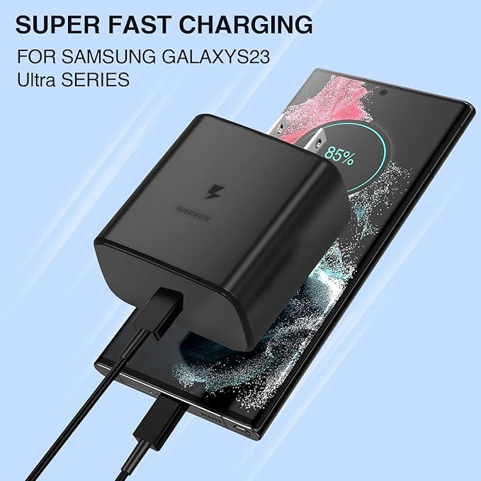 45W Fast Charger, USB C Port Adapter, Wall-Mounted Cube Charging Block.Type-c Mobile Phone Charger with C to C Cable is Suitable for Samsung S25/S24/S23/S22/S21, Galaxy, and More. (Black, 4-pack-45w)
