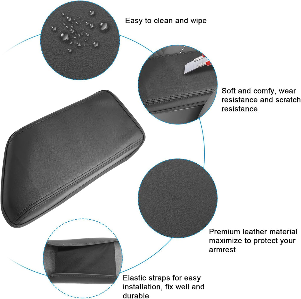 SXCY for 2020-2025 VW Jetta Armrest Cover for Volkswagen Jetta 2025 Armrest Console Cover 2020-2024 2025 Jetta Center Console Cover 2025 Jetta Middle Console Cover (Black Stitched Slim)