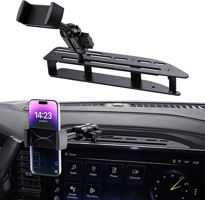Surfcabin Phone Holder Compatible with 2022+ Silverado Sierra Dash Platform Phone Mount, Full Metal Cell Phone Holder for 2022 2023 2024 2025 2026 Silverado & Sierra Dash Phone Mount