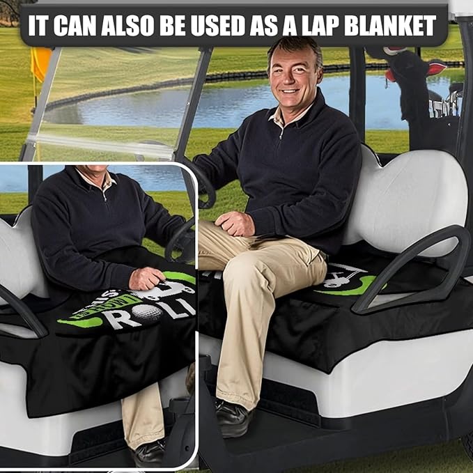 Biyejit Golf Cart Seat Covers with 4 Pockets Golf Cart Seat Towel Blanket Fits 2-Seat Golf Carts, Golf Cart Accessories