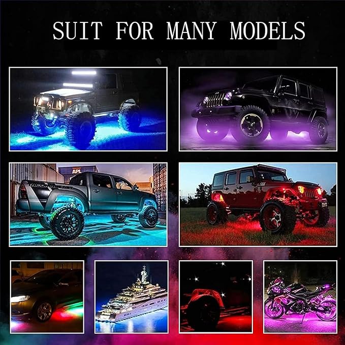 10 Pods Rock Lights Pure LED Lights for Car SUV Ambient Underglow Lights Waterproof Neon Trail Rig Lamp Lighting for Truck