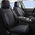 Car Seat Covers, Breathable and Waterproof Leather Seat Covers for Cars, Universal Anti-Slip Driver Seat Cover for Most SUV Pick-up Truck Sedan (2 PCS Front Seat, Black + Blue)