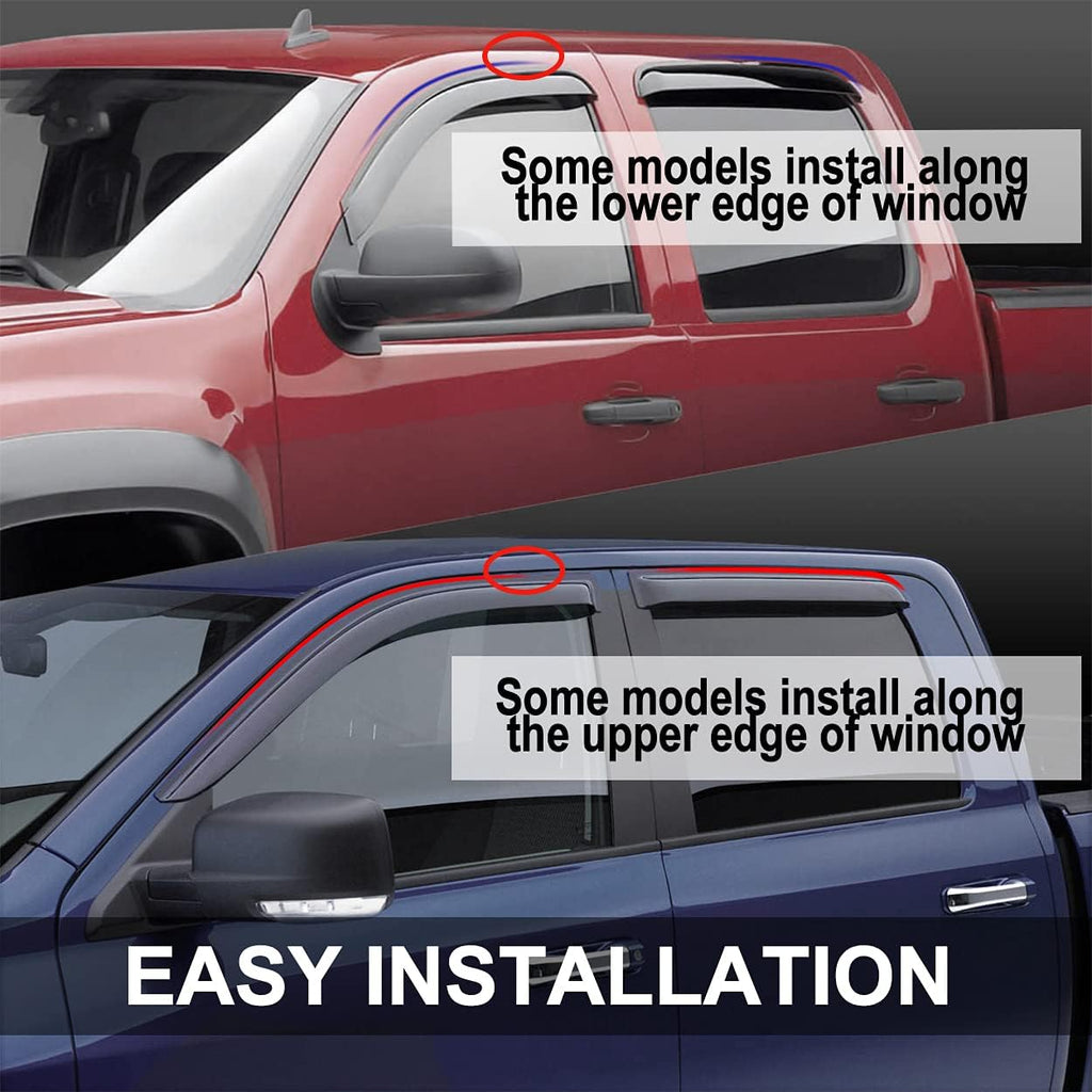 194995 Side Window Wind Vent Deflector fit for 2015-2022 Chevrolet Colorado/GMC Canyon Crew Cab, 4pcs In-Channel Dark Smoke Nice Looking Rain Guards Set Window Visors
