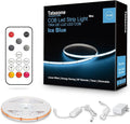 Tatazone 16.4ft Ice Blue COB Led Strip Lights with RF Remote, Dimmable Bright Adhesive Indoor Led COB Light Strip for Cabinet, Painting, Room, Bed