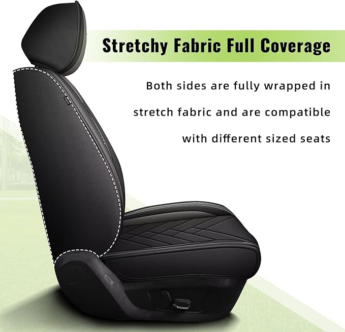 AOMSAZTO Car Seat Covers Fit for Kia Seltos 2021-2025 2026 Premium Front Seat Covers Waterproof Leather Automotive Seat Covers Compatible with Airbag (2 Seats,Grey)