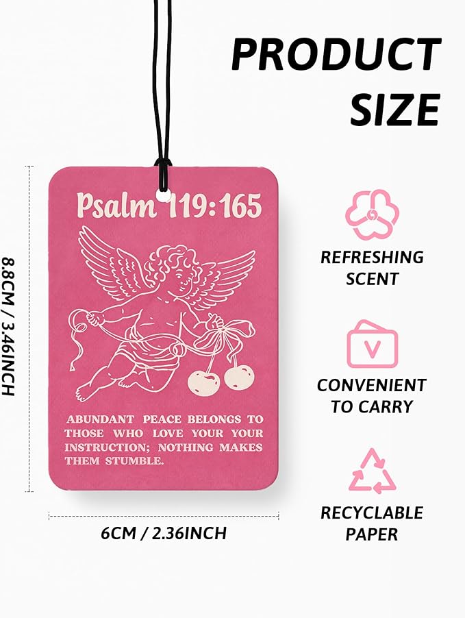 Hot Pink Western Christian Air Freshener 4 Pcs, Christian Angel Bible Verse Cowgirls Hanging Air Freshener for Cars Closet Drawer Books, Religious Car Accessories Mirror Decor for Women