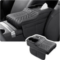 Car Armrest Storage Box for Cadillac SRX 2004–2016 2013 2014 2015, Sport-Style Center Console Organizer with Side Pocket, PU Leather Armrest Cushion, Elbow Support Pad,A Black