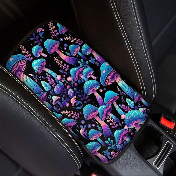 Coldinair Mushroom Car Armrest Cover,Auto Center Console Pad,Soft Seat Box Cover Protector Cushion,Car Accessories Decor for Most Cars,Sedan,Truck,SUV
