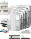 10 Set Compression Packing Cubes for Travel Essentials,Compressible Expandable Packing Cubes for Suitcase,OlarHike Luggage Organizer Bags for Travel,Handy Helper for Organizing Clothes(White)