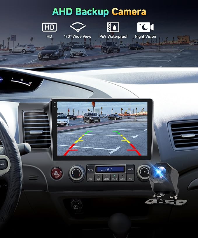 4G 128G Car Stereo for Honda Civic 2006 2007 2008 2009 2010 2011 Radio,10.1" Incell Touchscreen Wireless Carplay Android Auto 36EQ Bluetooth 5.0 Android 15 GPS WiFi FM/RDS Backup Camera