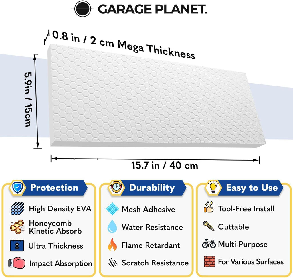M2 Garage Wall Protector Car Door Wall Protector, Tool-Free, Designed in Australia (White, 2 Pack)