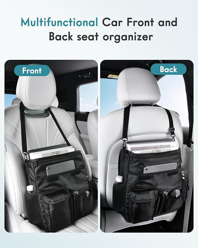 FLORICH Car Front Seat Organizer, Car Laptop Holder Backseat Organizer for Work, Automatic Document Holder Multi-Pocket Storage Organizer, Car Seat Back Storage Bag with Cup Holder