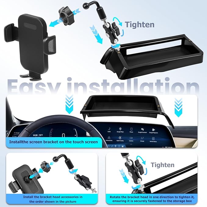 Car Phone Holder Fit for Cadillac Lyriq 2023-2025/CT5 2025/XT4 2024 2025 with Dashboard Organizer 33-inch Screen Phone Mount Fit for Cadillac Accessaries Phone Holders Fixed Clip 360°Rotation