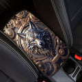 Wolf Print Armrest Cover Pad for Car Non Slip Decorative Center Console Cushion Scratch Proof Car Armrest Box Protector Cover