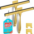 ALFLOD 2PACK All-Purpose Shower Squeegee for Shower Doors, Bath Linen Sets, Tile Shower Walls, Bathroom, Window, Glass and Car Windshield, Mirrors and Kitchen-Stainless Steel, 11.8-Inch Golden