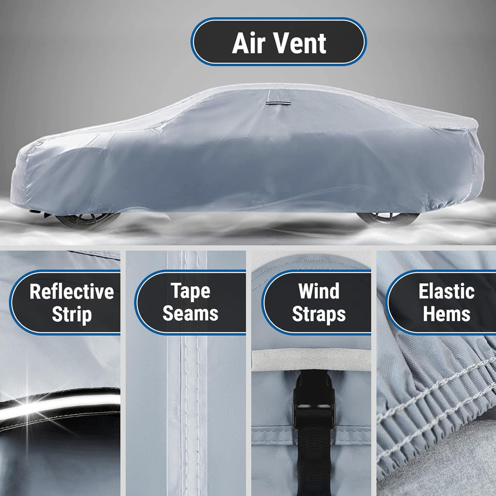 iCarCover Custom Car Cover for Pontiac Bonneville (1977-1981) Waterproof All-Weather Rain Snow UV Sun Protector Full Exterior Indoor Outdoor Car Cover (Stripe - Gray/Black)