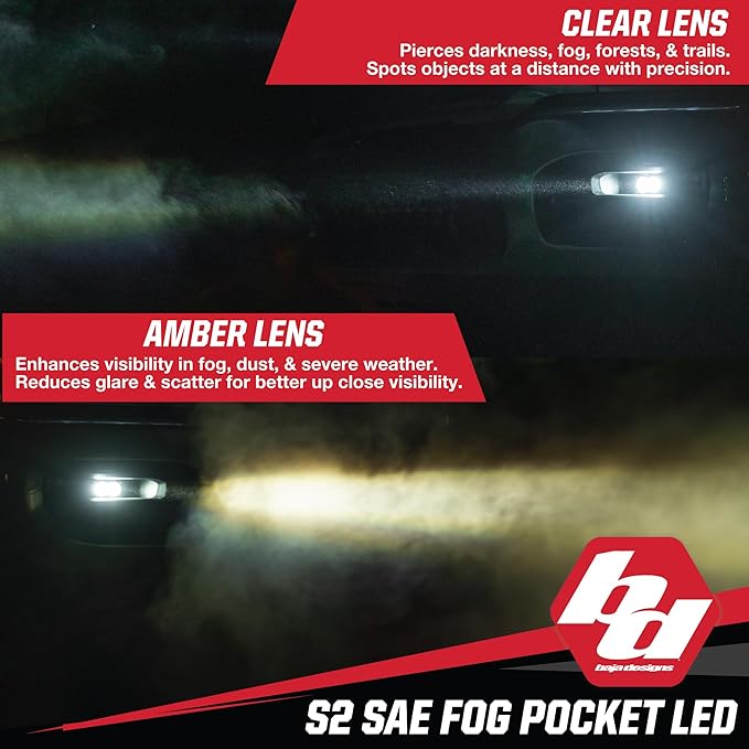 Baja Designs S2 LED SAE Fog Pocket Light Kit for Dodge Ram 2500/3500 2019+ Truck - Amber Lens