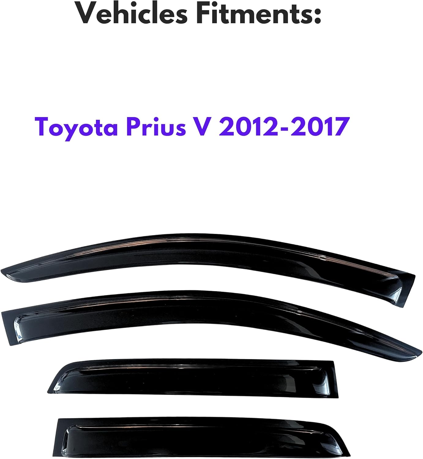 KPY Window Visor Compatible with Toyota Prius V 2012-2017 (Model V Only), 4PC Rain Guard Side Window Vent Deflectors Tape-On Style, 2012 2013 2014 2015 2016 2017