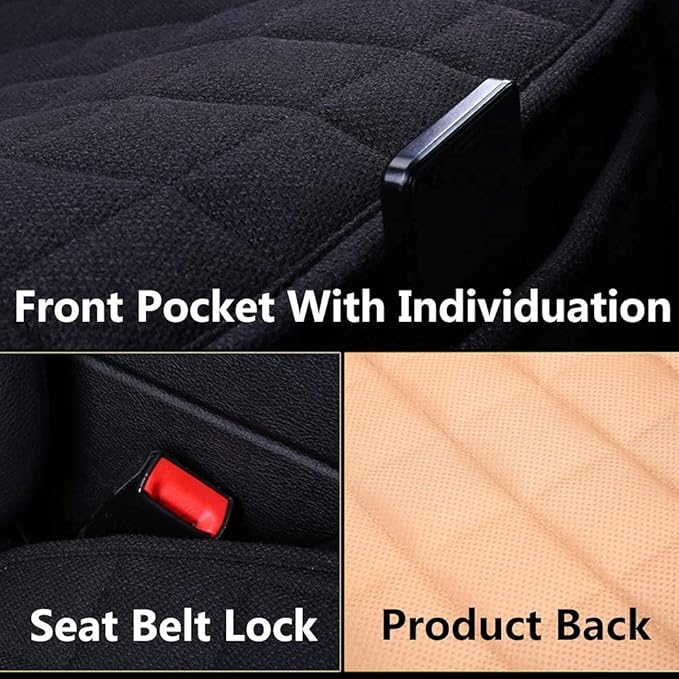 Suninbox Car Seat Covers Front Seat Only,Cloth Car Seat Covers,Linen Car Seat Protector Universal Fits Most Automotive,Vans,SUVs,Trucks Gray