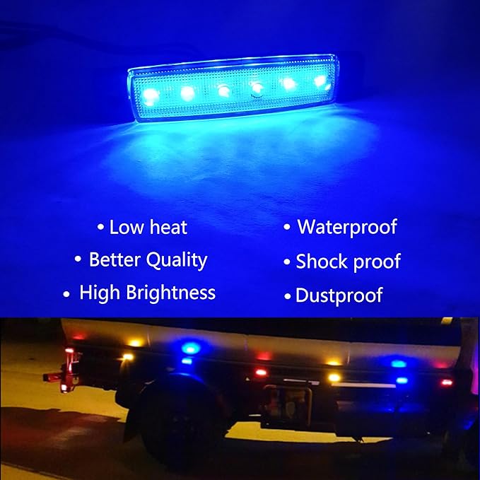 10 Pcs Blue LED Rock Strip Lights,Wheel Well Underglow Lighting Kits,Car Rock Lights Exterior Side Marker Lights for Wrangler Truck Golf Cart RV RV SUV Offroad