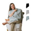 100% Cotton - Breathable Nursing Cover Up for Breastfeeding - Privacy Nursing Covers - Breastfeeding Must Haves - Ponchy by Gold Mamas - Versatile Nursing Shawl for Baby Feeding (Blue)