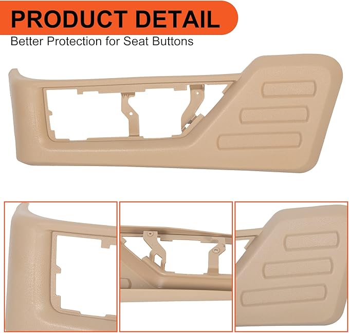 ECOTRIC Tan Front Driver Seat Cushion Panel Trim Compatible with 2008-2010 Ford F250 F350 F450 F550 Super Duty Replacement for # 8C3Z-2562187-BB