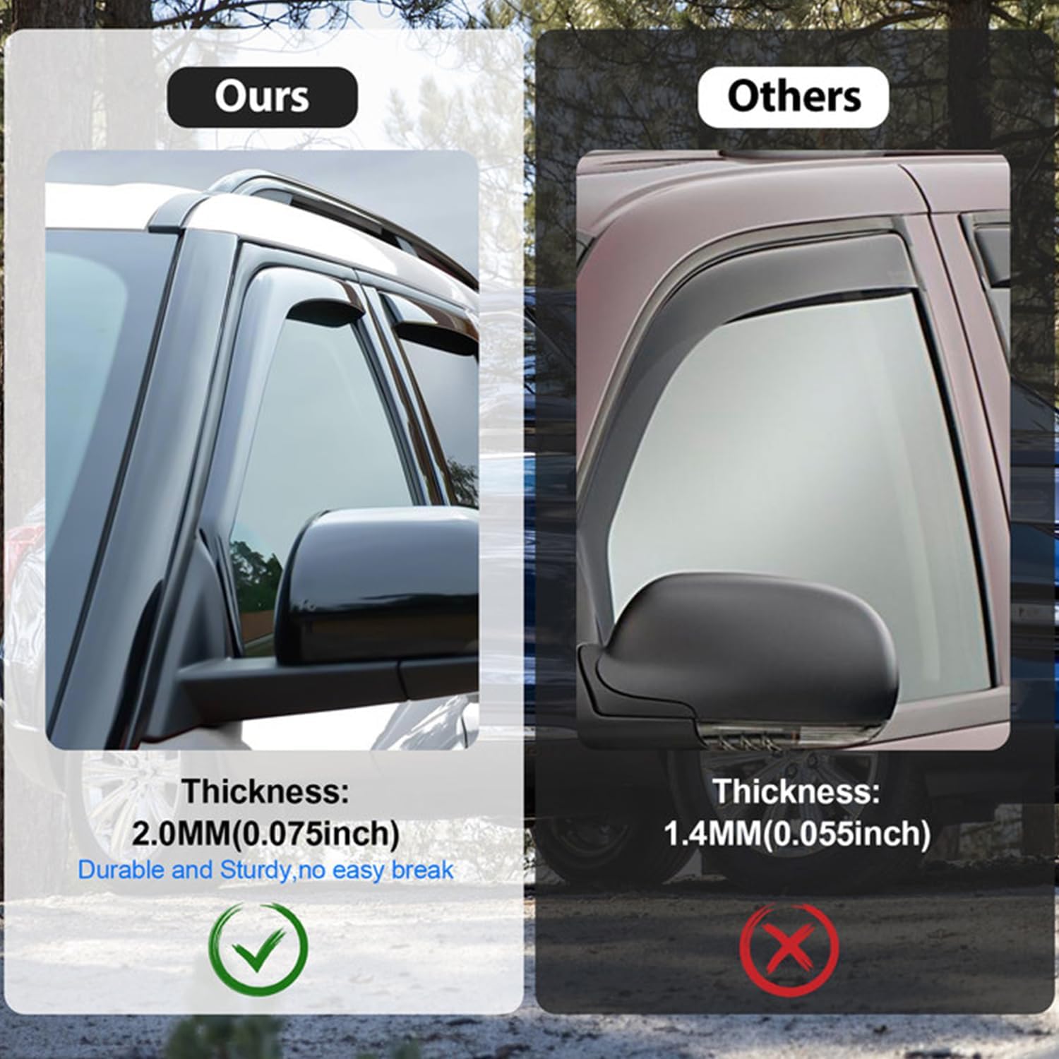 Nilight in Channel Window Deflectors for Toyota Tundra 2022 2023 2024 2025 Crew Max Vent Window Visors, Rain Guards-4PCS