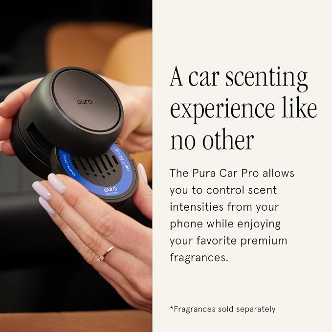 Pura Car Pro - Smart Fragrance Diffusion - Rechargeable & Cordless Fragrance Diffusion - Portable Smart Car Diffuser with USB-C Cable - Start & Stop Accelerometer Detects Motion - Diffuser Only