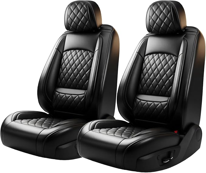 Fit for Accent Seat Covers Compatible with Hyundai Accent 2017-2026 - Waterproof Breathable Leather Automotive Seat Cushions Protector,Airbag Compatible,Only 2 Front seat Covers(Black)