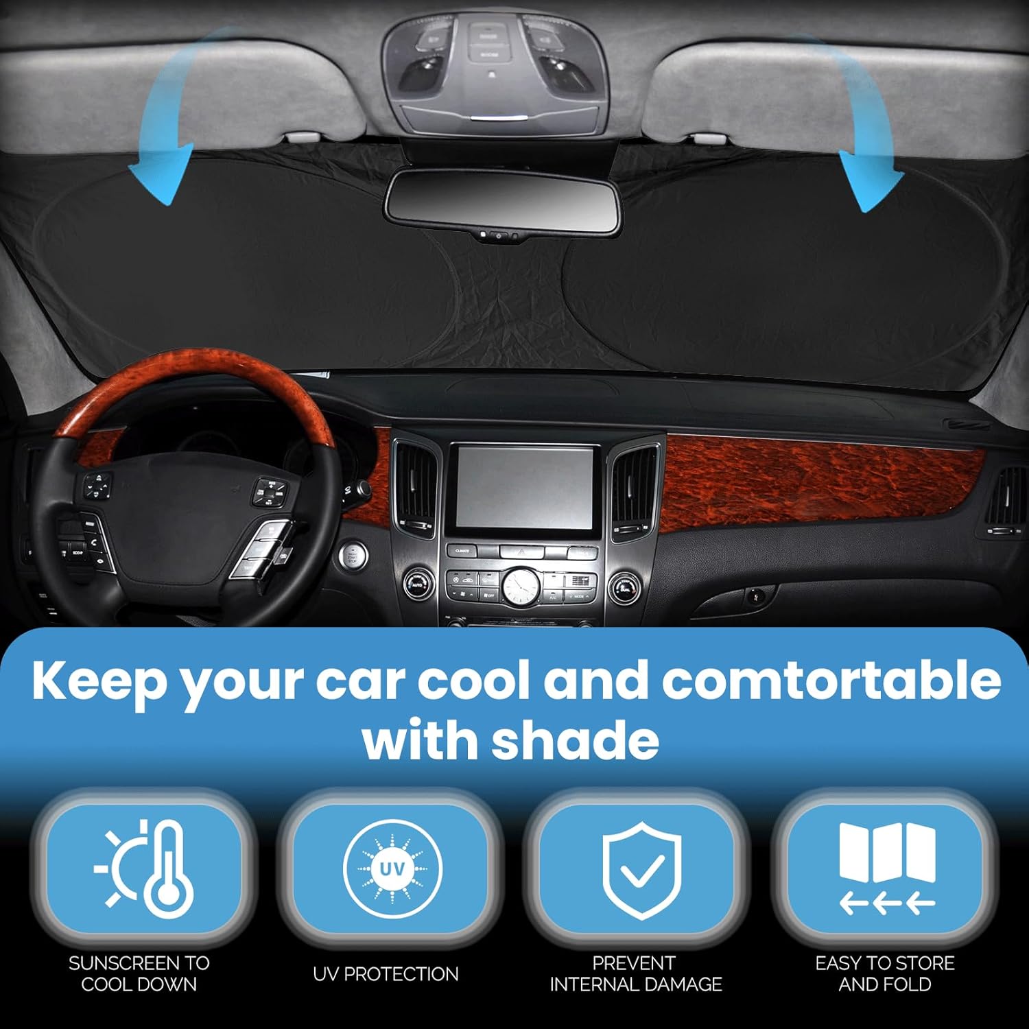 Custom Fit NX NX250 Windshield Sunshade for 2015-2022-2024 2025 Lexus NX350 NX350h NX450h Accessories Front Window Shades Cover for Windshield Sun Visor Protector 210T Reflector Block Heat UV Rays