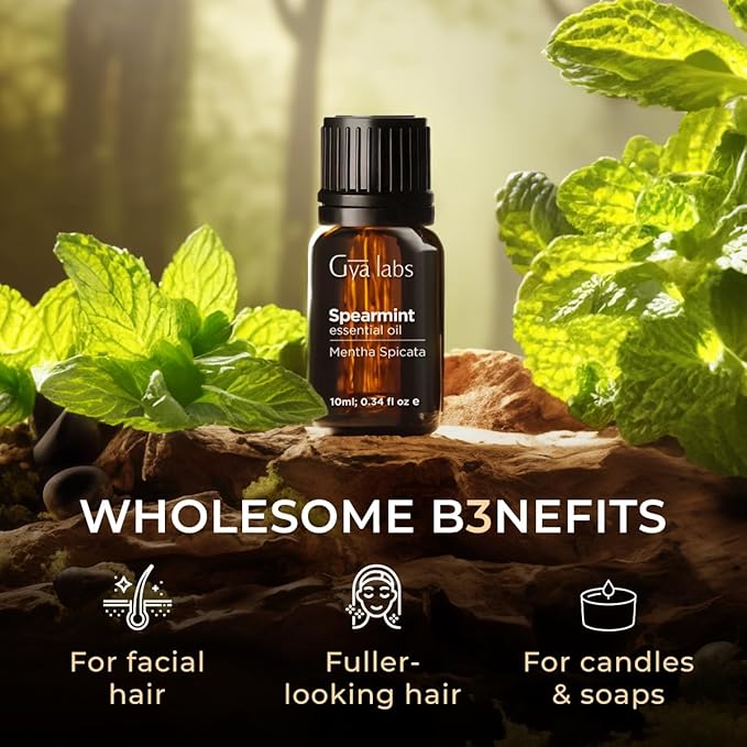 100% Pure Spearmint Essential Oil - 0.34 Fl Oz - Spearmint Oil for Hair, Skin, Diffuser, Aromatherapy & DIY Candle Making Scent