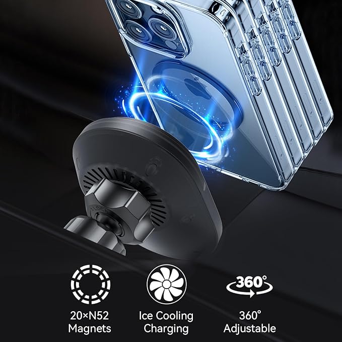 for MagSafe Tundra/Sequoia Mount Charger, Exclusive fits for 2026-2022 Toyota Tundra and 2026-2023 Toyota Sequoia, Compatible with iPhone 17-12 Series, Intelligent Heat Dissipation