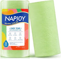 Napjoy Microfiber Cleaning Cloth Roll, 75PK Easy Tear Away Reusable Paper Towels, 12" x 12", Lint-Free and Scratch-Free with Patented Fiber Technology Microfiber Towel Roll, Green
