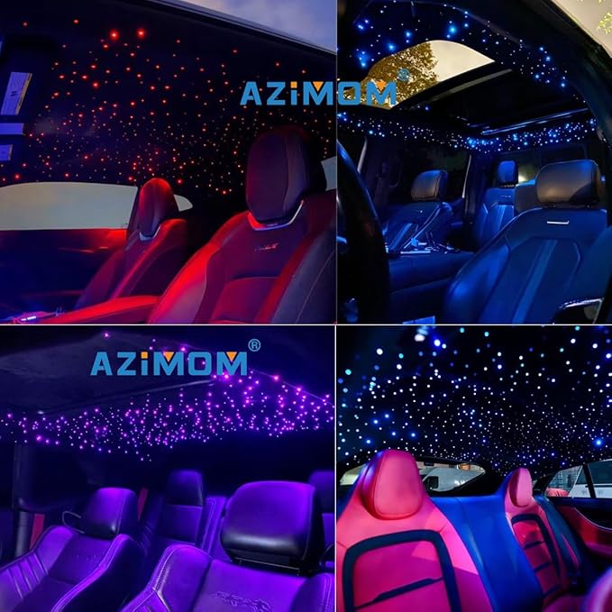 AZIMOM Mini 6W Twinkle 450pcs 0.03in 9.8ft Fiber Optic Starlight Headliner Kit for Car Home End Glow Fiber Strands Sound-Activated APP& Remote Control Starlight Engine