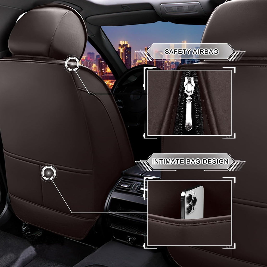 Car Seat Covers for Chrysler Pacifica 2004-2025, Stylish Sport Seat Cover, Premium Nappa Leather Car Seat Cover. Automobile Seat Covers Sets.(Standard 5 Seats/Coffee Color)
