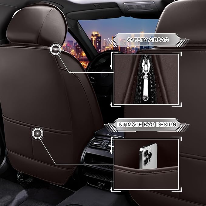 CTDS Car Seat Covers for Honda Civic 2000-2026, Stylish Sport Seat Cover, Premium Nappa Leather Car Seat Cover. Automobile Seat Covers Sets.(Standard 5 Seats/Coffee Color)