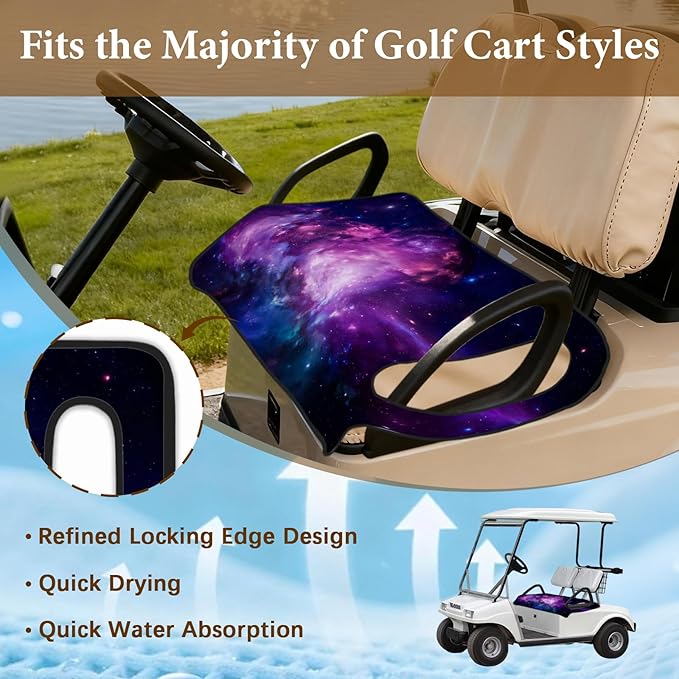 Golf Cart Seat Covers, Pulple Sky Golf Cart Seat Towel Blanket Club Car for Golf Lover, Golf Cart Accessories, Keep Seat Comfortable and Cool for 2-Seat Golfs Carts, Gifts for Christmas Thanksgiving