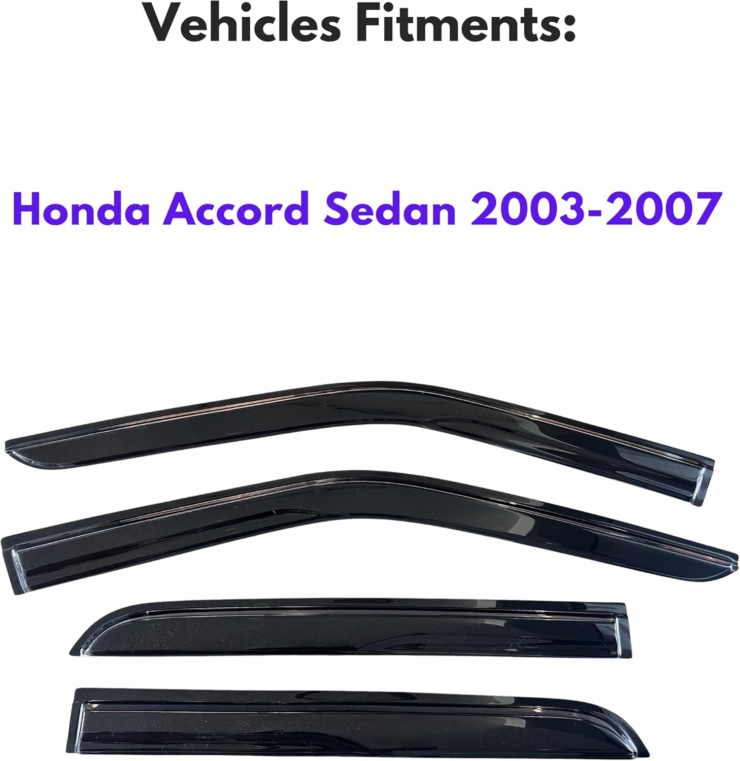KPY Window Visor Rain Guard Compatible with Honda Accord Sedan 2003-2007, 4PC Side Window Vent Deflectors Tape-On Mugen Style, 2003 2004 2005 2006 2007