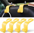 LivTee Car Seat Headrest Hook, Car Headrest Hidden Hook, 4 Pack Universal Auto Car Back Seat Hook Organizer for Purse Coat, Car Interior Accessories (Yellow)