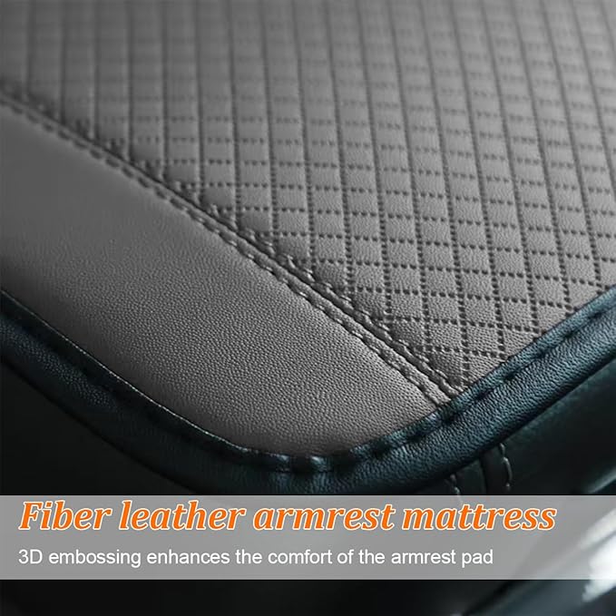 Car Center Console Cover, PU Leather Vehicle Armrest Seat Box Cover Protector, Comfortable Automotive Interior Arm Rest Cushion Pad Accessories, Universal for SUV Sedan Truck (Gray)
