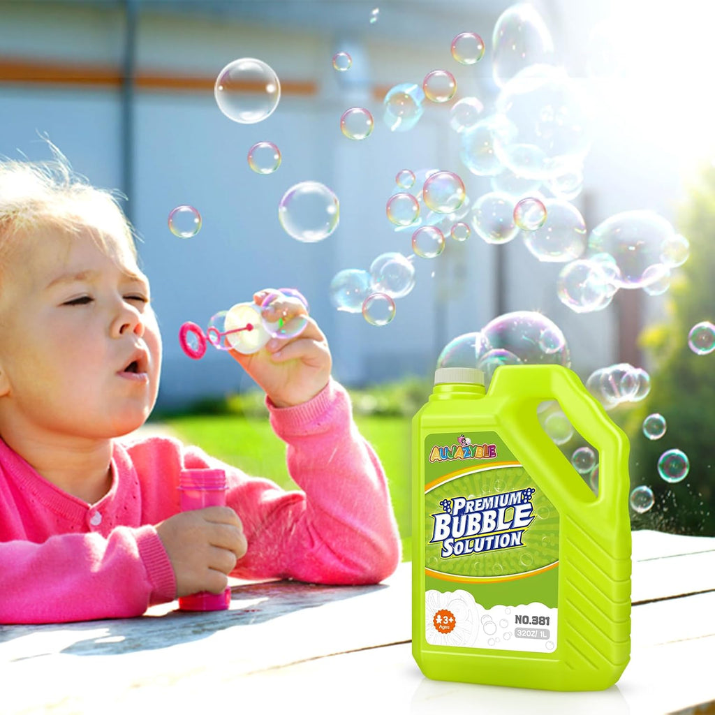 Bubble Solution Refills 32OZ | Giant Bubbles Refill Solution | Bubbles Bulk for Bubble Machine, Bubble Gun, Bubble Wands, Bubble Mower | Bubbles for Kids in Summer Celebrations Party Favor